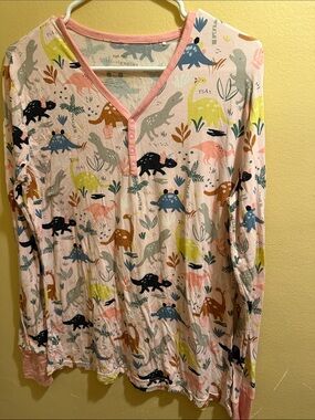 Little Sleepies ADULT Long Sleeve Pink Dinosaur Pajama Top ONLY